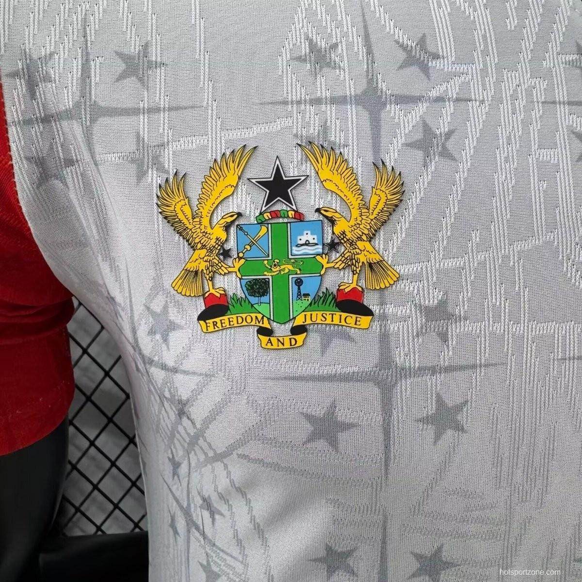 Player Version 2026 Ghana White with Black Star and Red-Green Sleeves Jersey