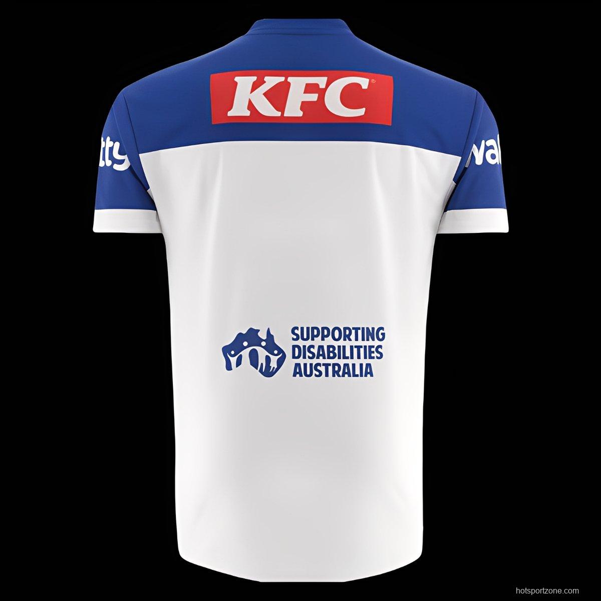 25/26 Canterbury-Bankstown Bulldogs White with Blue Shoulders Away Jersey