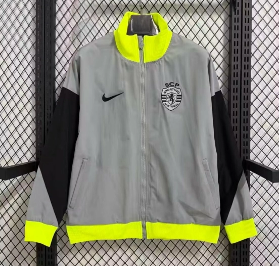 25/26 Sporting CP Grey Full Zipper Windbreaker