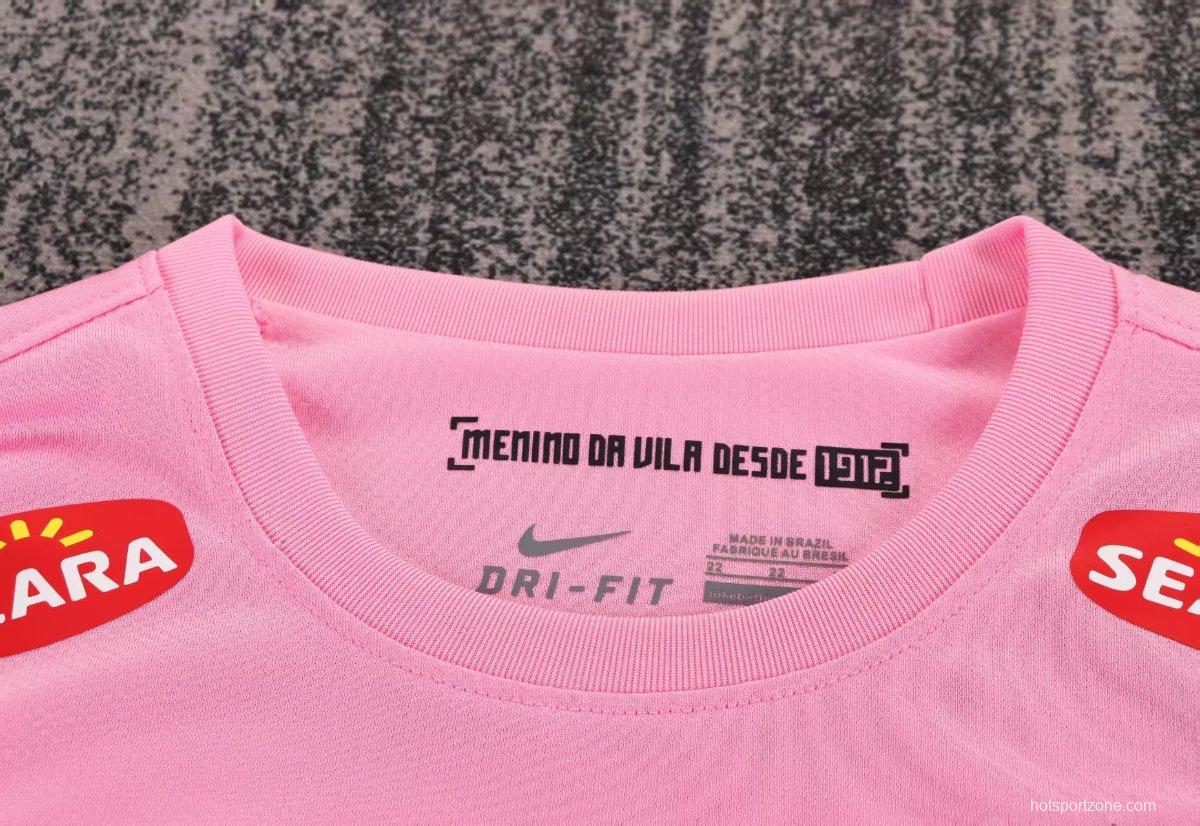 Retro 12/13 Kids Santos Away Pink Long Sleeve Jersey