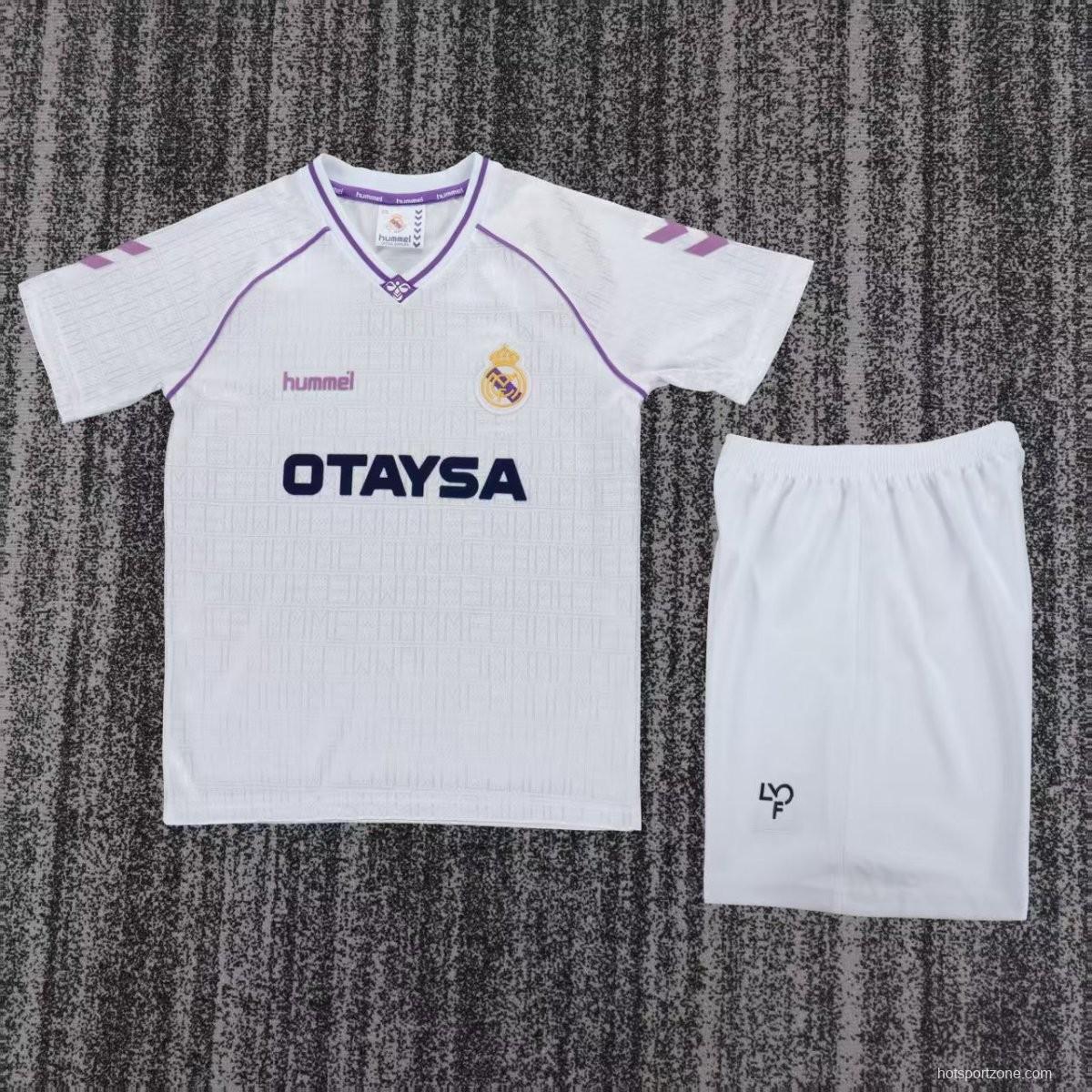 Retro 90/92 Kids Real Madrid Home Jersey