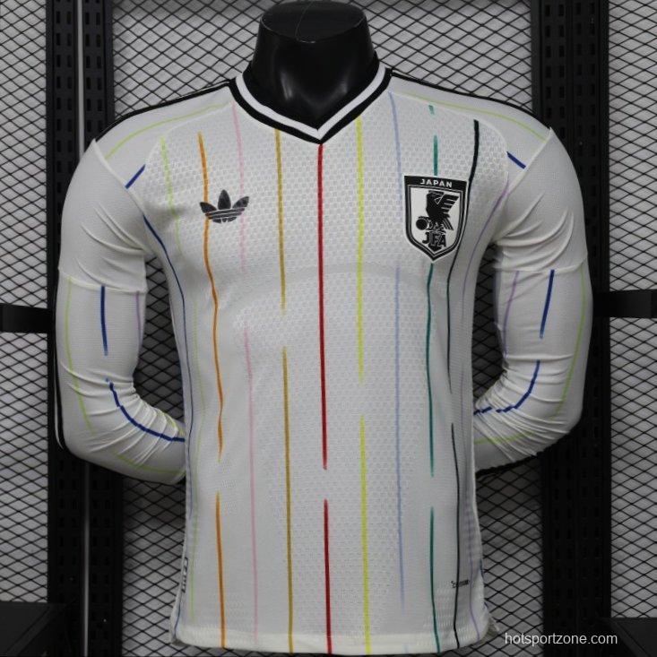 Player Version 2026 Japan Special Edition White with Rainbow  Pinstripe Long Sleeve Jersey