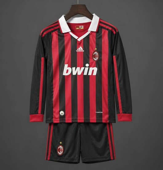 Retro 09/10 Kids AC Milan Home Long Sleeve Jersey