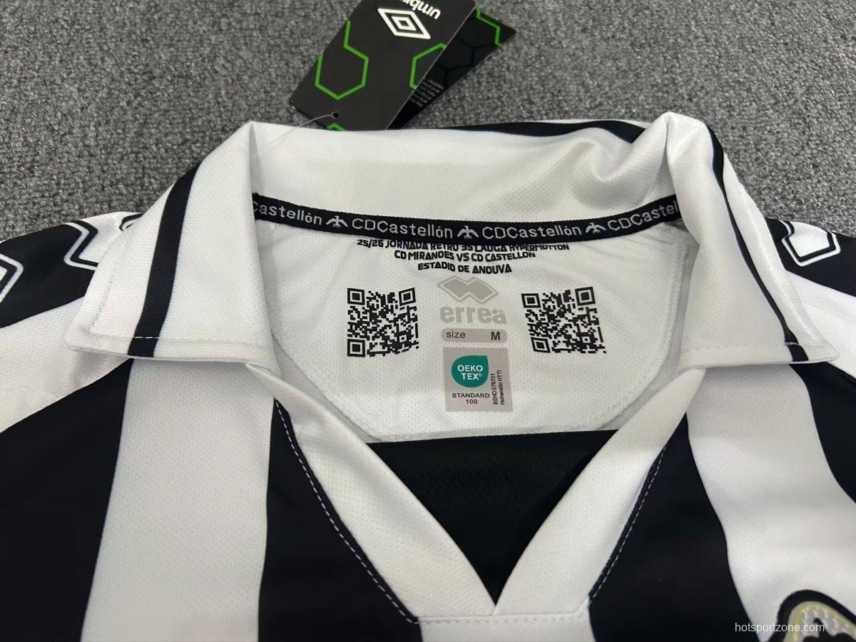 25/26 Errea CD Castellón Vintage Black White Home Jersey