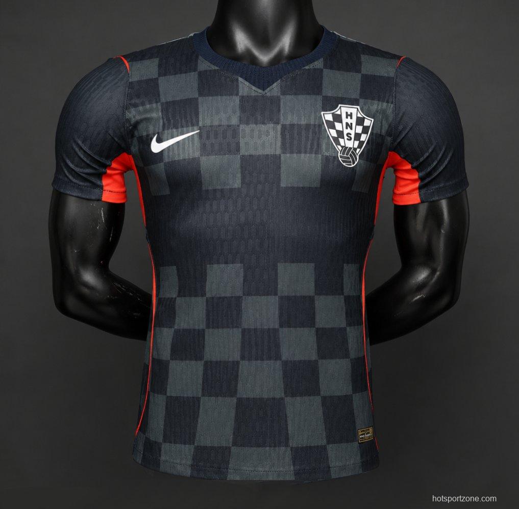 Player Version 2026 Croatia Dark Black with Dark Checkered Pattern Jersey