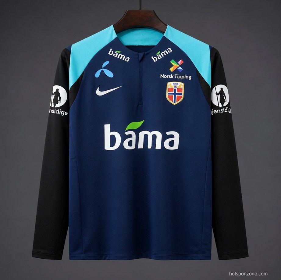 2026 Norway Dark Blue Half Zipper Training Jacket