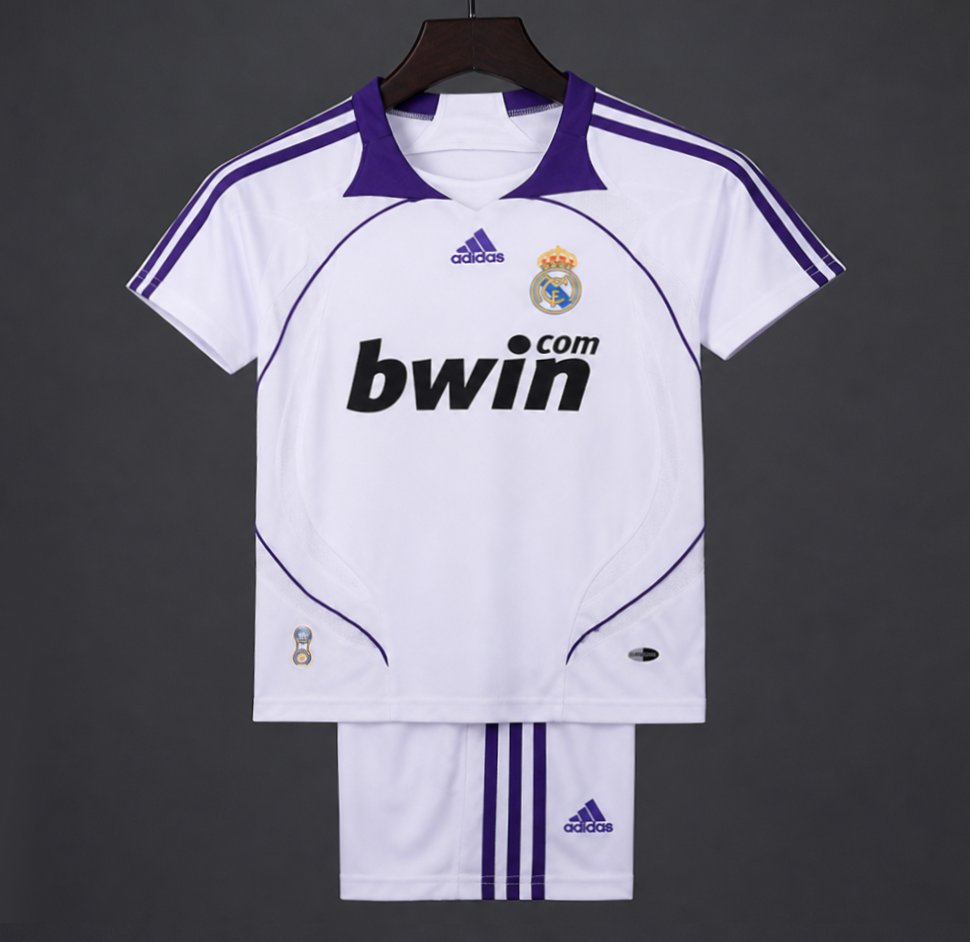 Retro 2007/08 Kids Real Madrid White & Purple Home Jersey