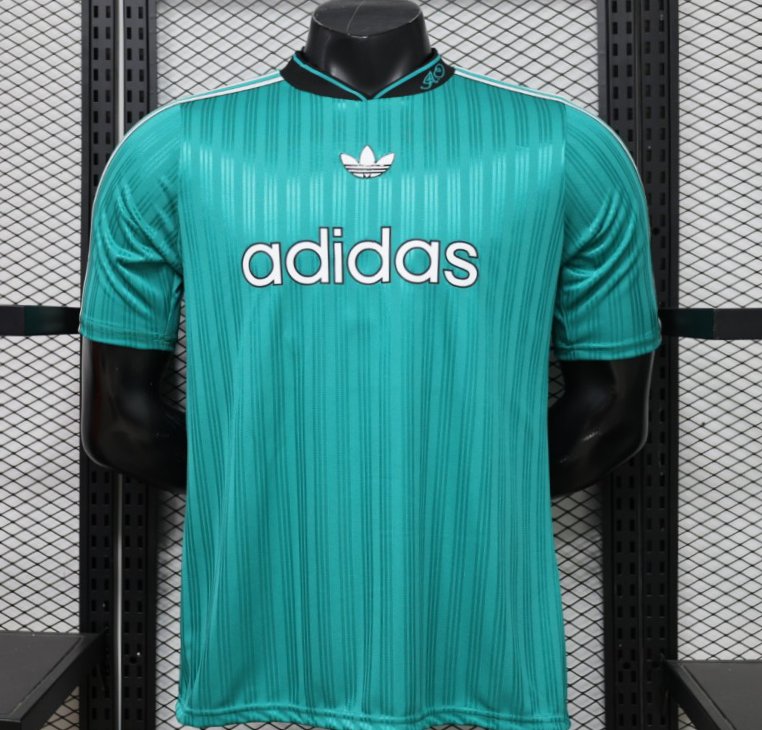 Player Version 2026  Adidas Originals Retro Style Teal Green Stripe Football Jersey