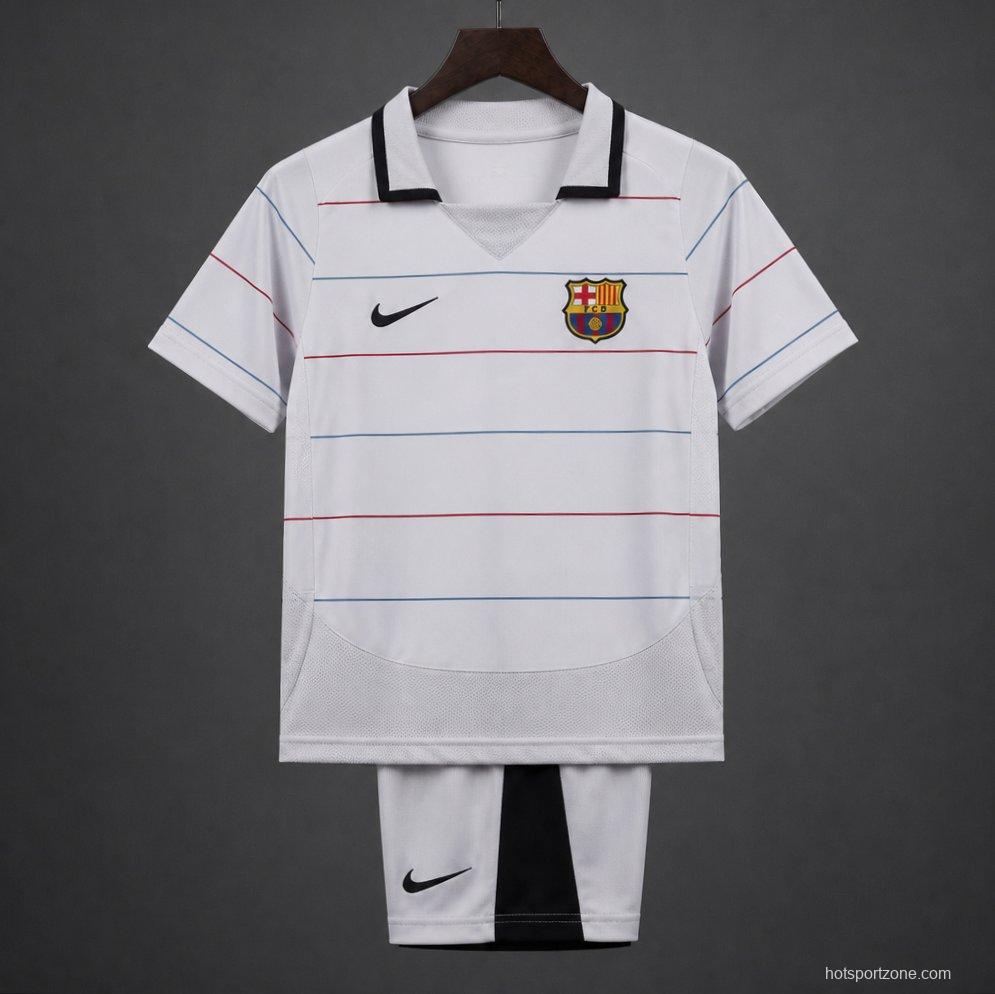 Retro Kids 03/04 FC Barcelona Away Grey Jersey