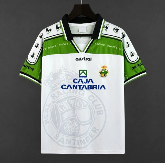 Retro 97/98 Racing Santander Home White Green Jersey