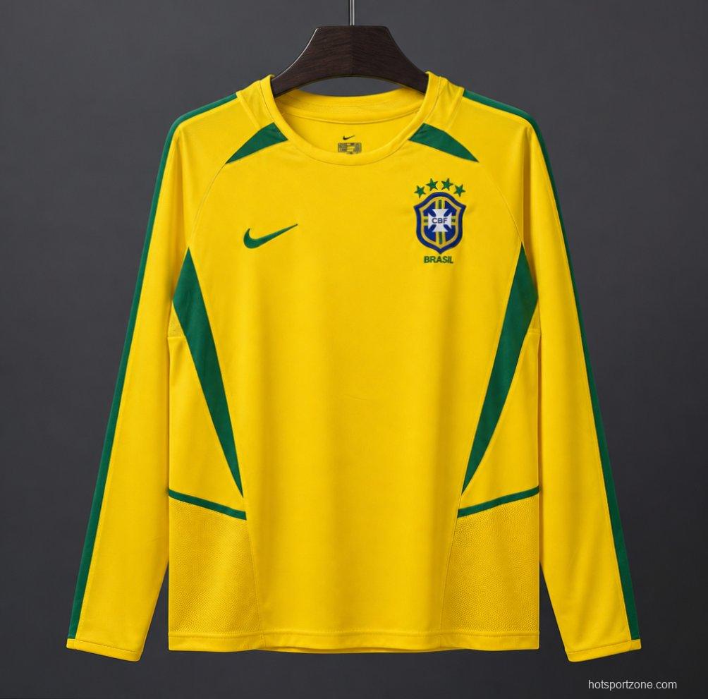 Retro 2002 Brazil Home Long Sleeve Jersey