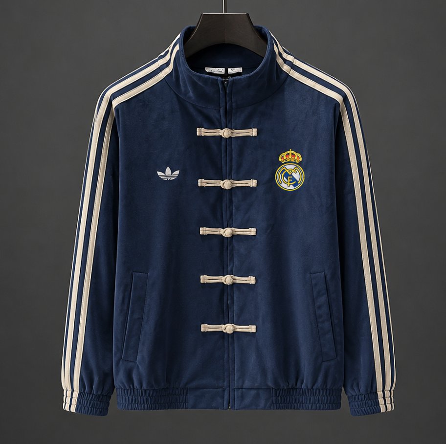 Retro 06/07 Real Madrid Navy Blue Chinese Button Jacket