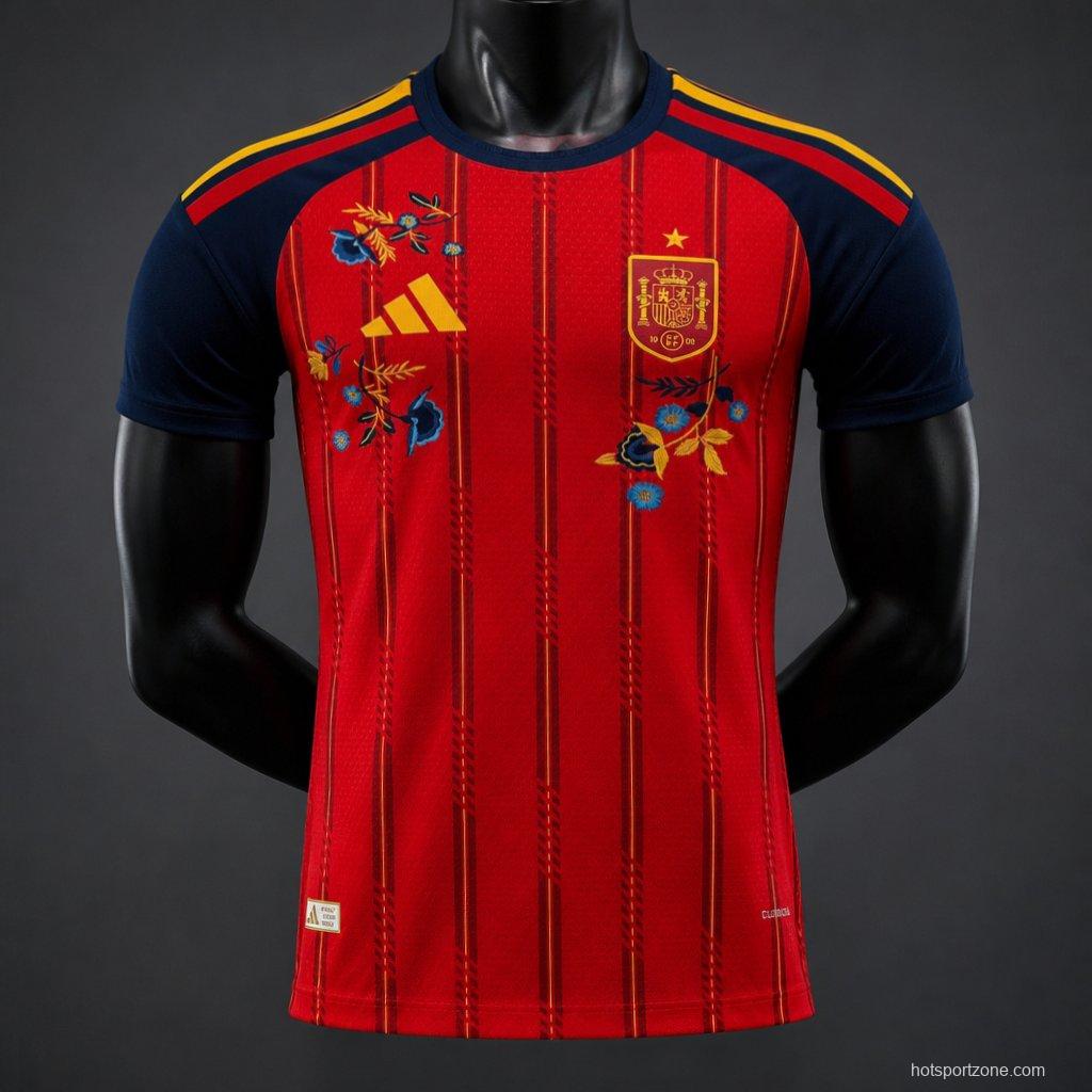 Player Version 2026 Spain Home "Floral Edition" Off White Special Jersey
