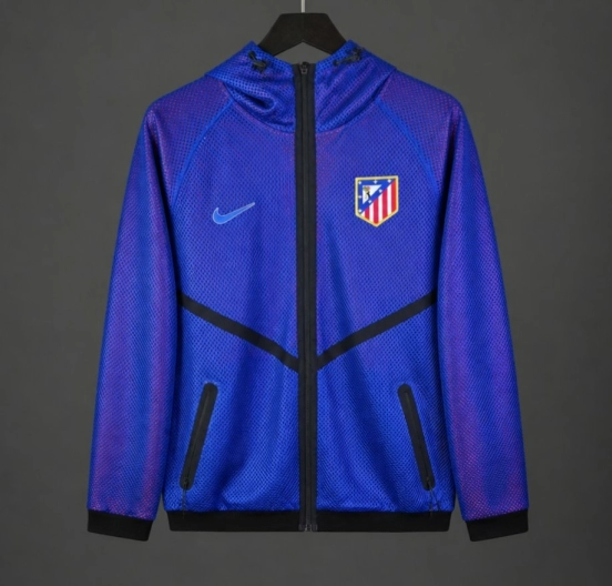 26/27 Atletico Madrid Lightweight Breathable Mesh Windbreaker Blue Jacket
