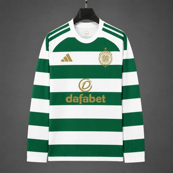 26/27 Celtic Home Long Sleeve Green Stripes Jersey