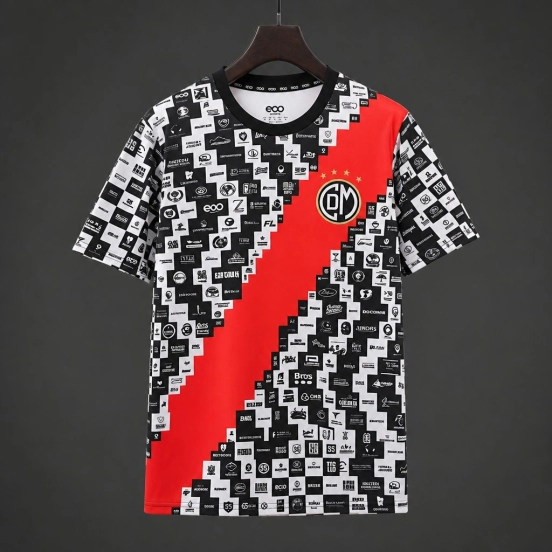 26/27 Deportivo Toluca Red & Black & White All-Over Sponsors Print Special Edition Jersey