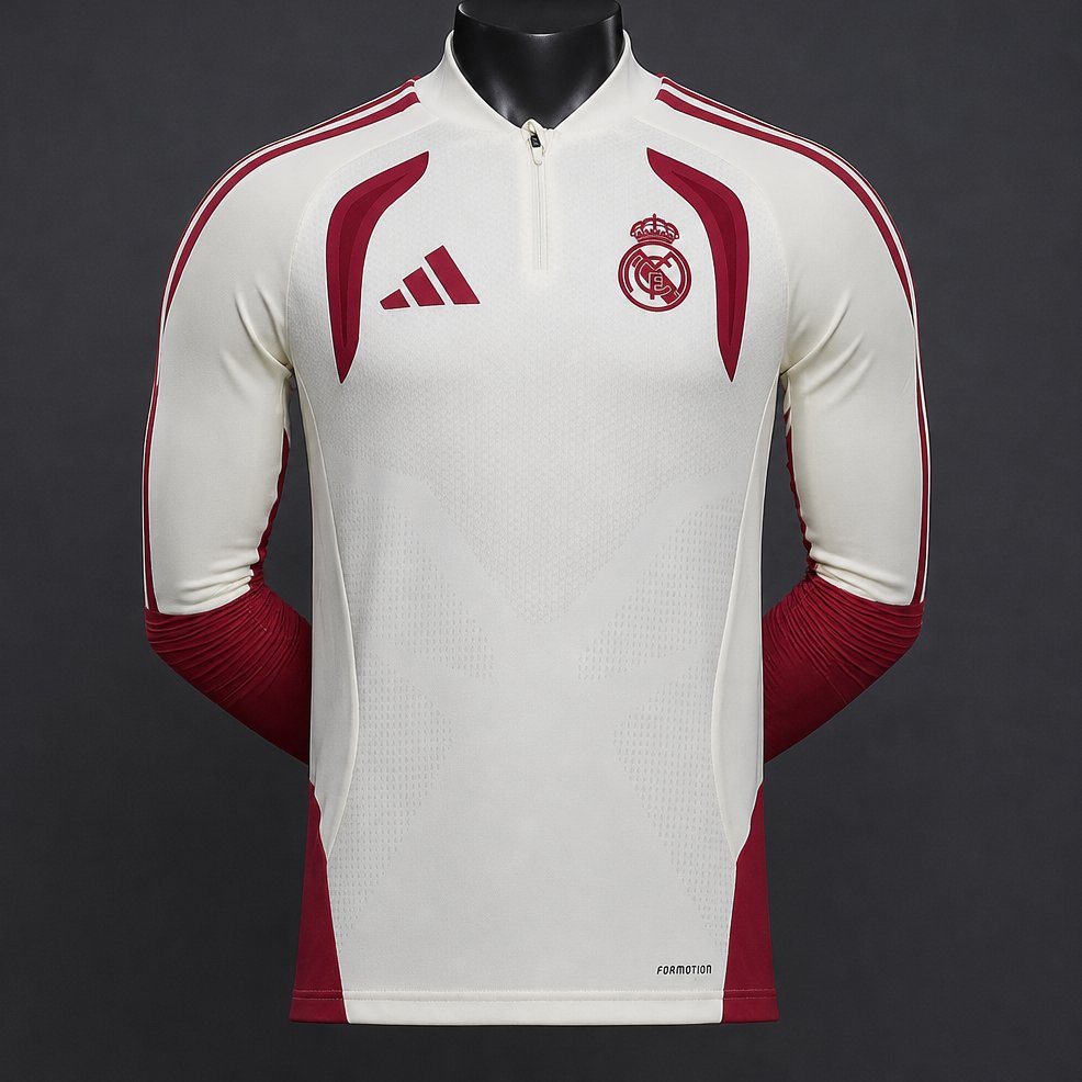 Player Version 26/27 Real Madrid CF White Red  Long Sleeve Jersey