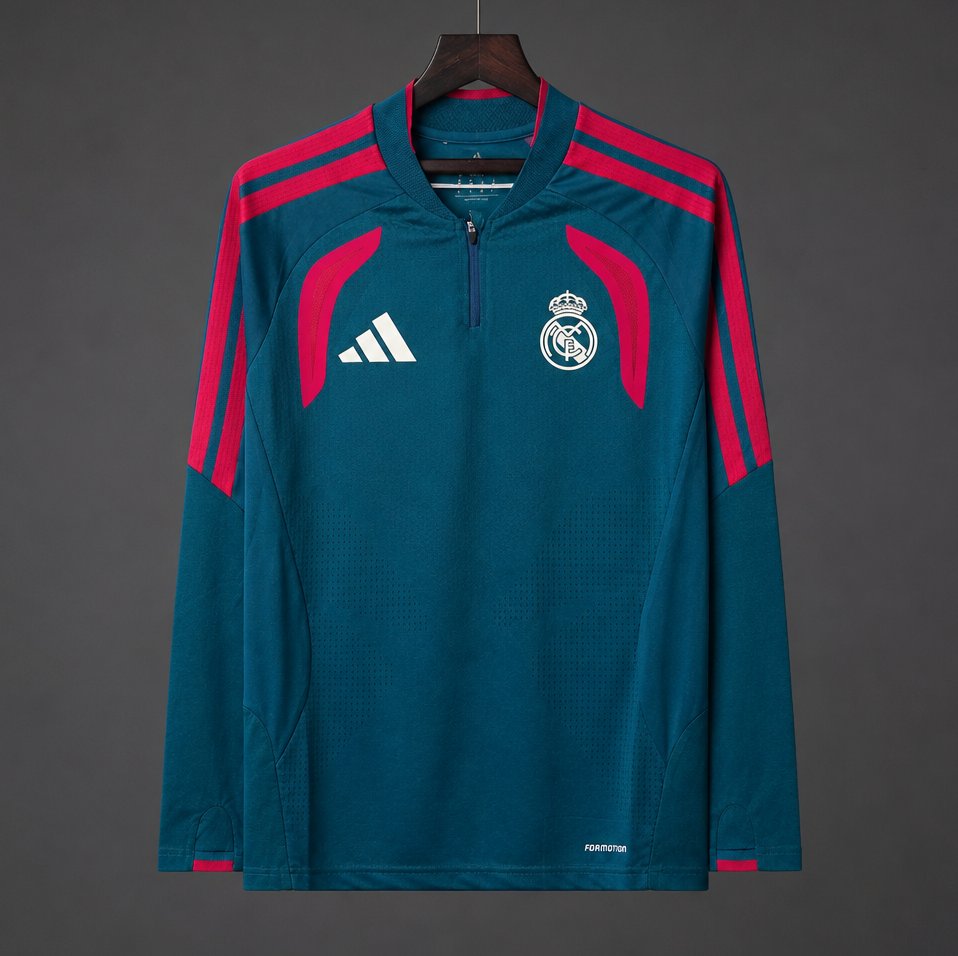 26/27 Real Madrid CF Teal & Pink Quarter-Zip Training Top
