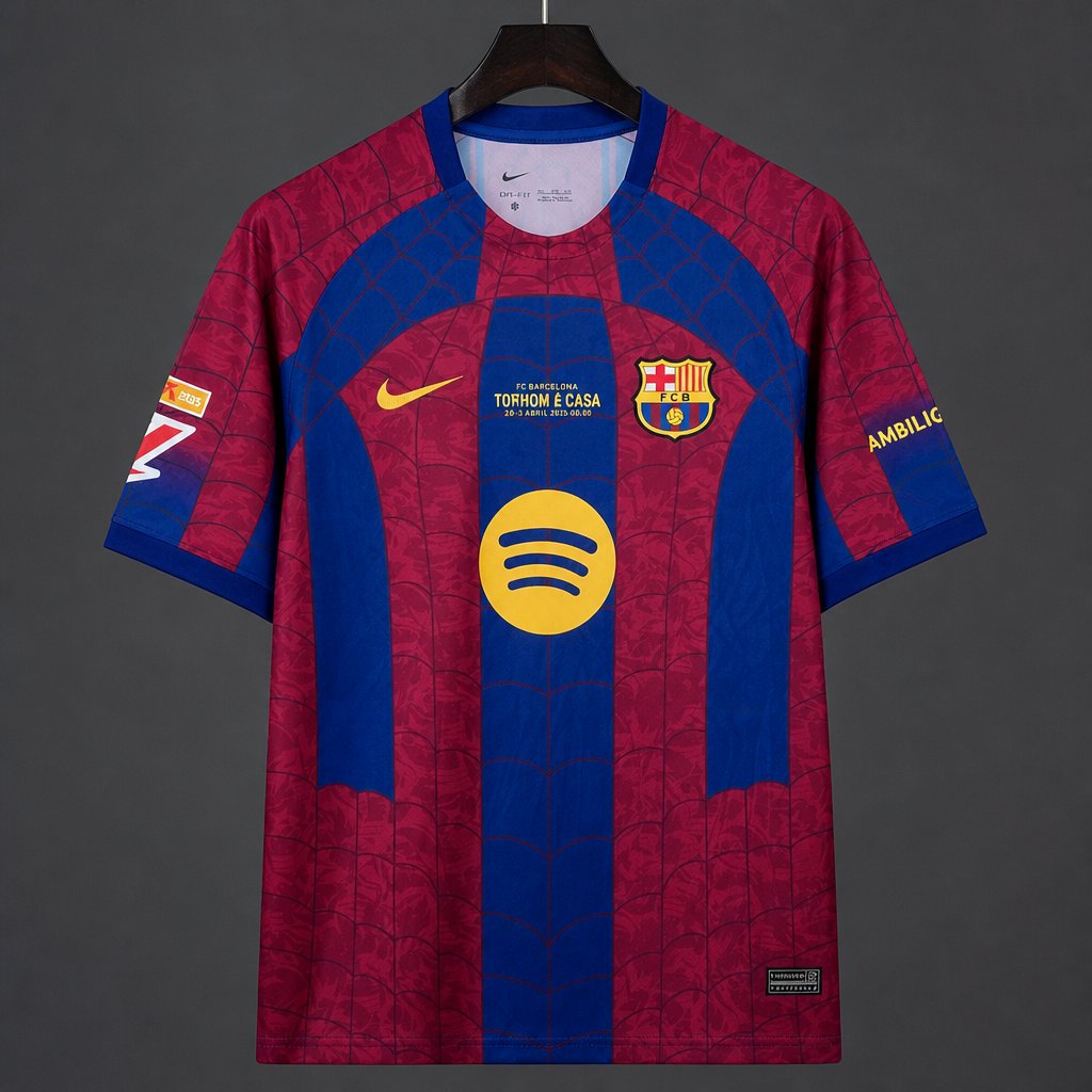 26/27 FC Barcelona Blue & Burgundy Spider-Web Pattern Special Edition Home Jersey