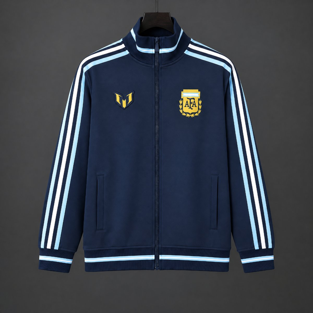 2026 Argentina MESSI Tribute Full Zipper Navy Blue Windbreaker