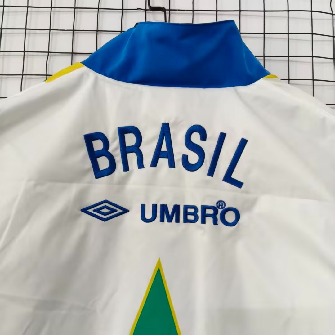 2026 Brazil Blue/White/Yellow Full Zipper Padded Jacket