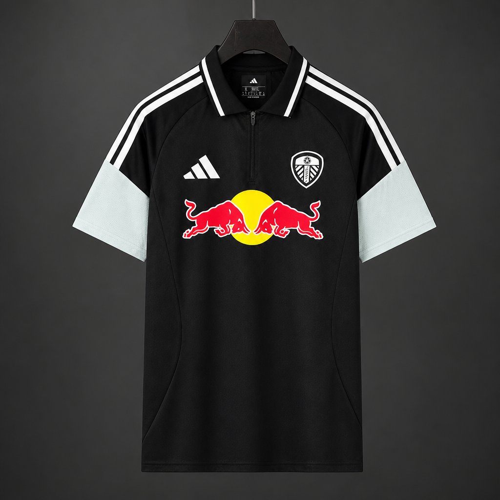 26/27 Leeds United Away Black Grey  Red Bull Jersey